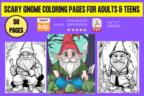 Download Scary Gnome Coloring Pages for Adults - Premium Bundle