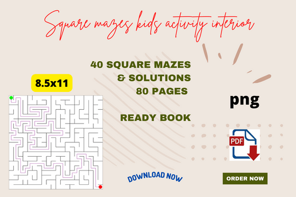 Download Square Shaped Mazes Interior KDP 8.5x11 - Kdp 8.5x11 Collection